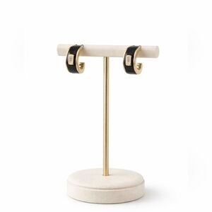 Vintage 80s Lady Remington Black Enamel Half-Moon CZ Post Earrings